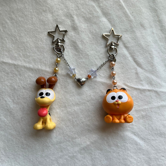 Dog Cat Matching Pair Beaded Keychain