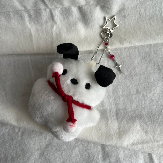 Plush Puppy Beaded Keychain