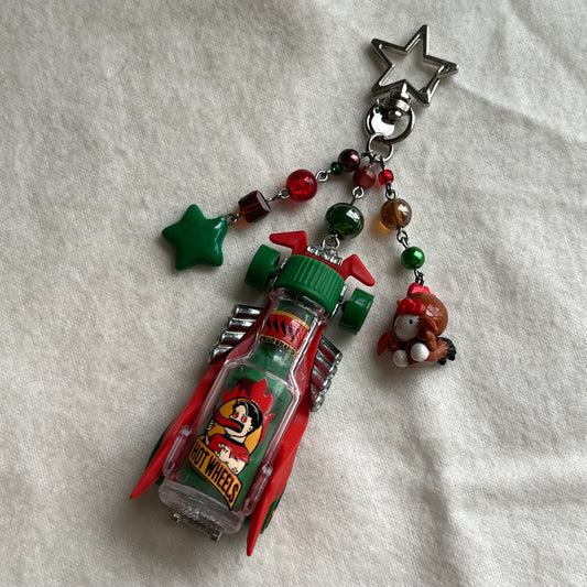 Hot Sauce Chicken Wings Beaded Keychain