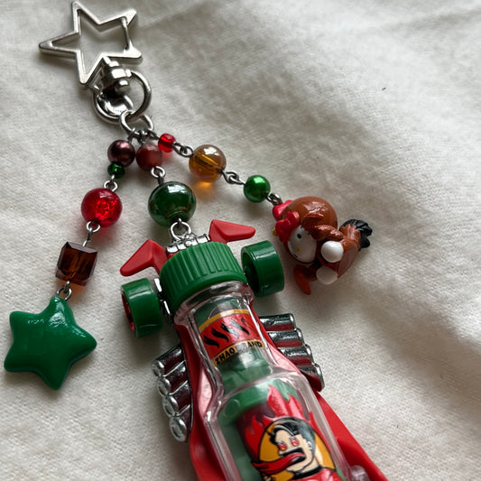 Hot Sauce Chicken Wings Beaded Keychain