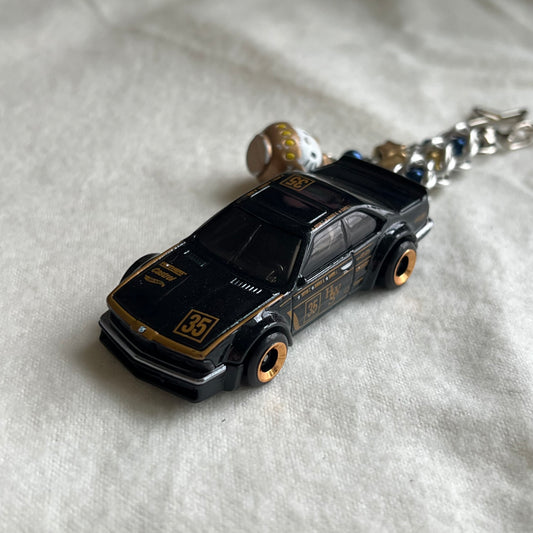 BMW 635 CSi & Gold Kitty Beaded Keychain