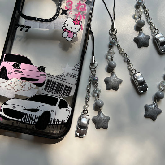 Silver Miata Phone Charm