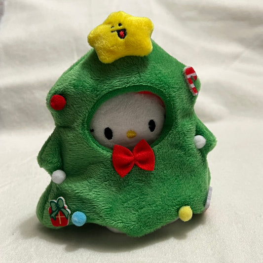 Plush Christmas Tree Kitty Beaded Keychain