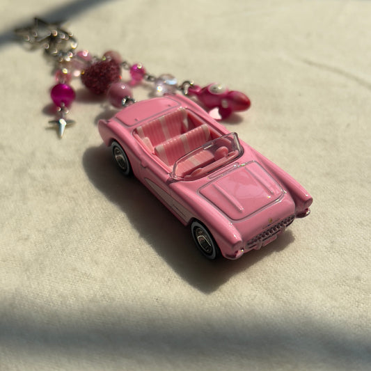 Corvette & Fairy Kitty Beaded Keychain