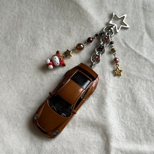 Porsche 911 GT3 & Kitty Beaded Keychain