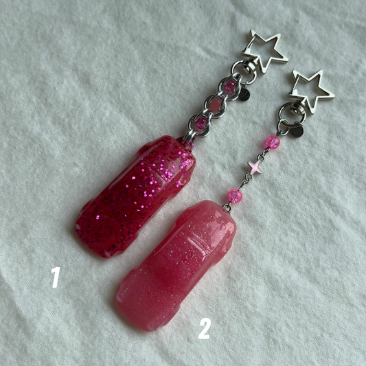 Pink Porsche 911 Carrera Beaded Keychain