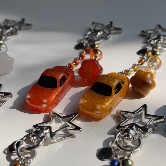 Pumpkin X Miata Beaded Keychain