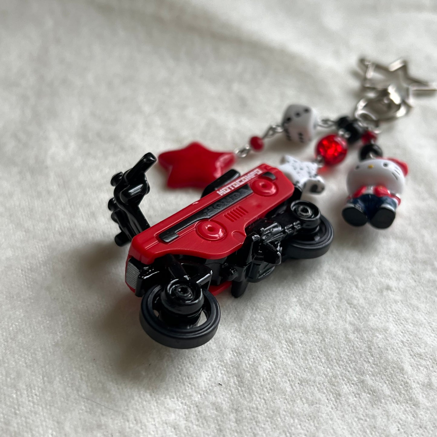 Honda Motocompacto & Kitty Beaded Keychain