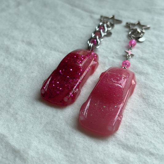 Pink Porsche 911 Carrera Beaded Keychain