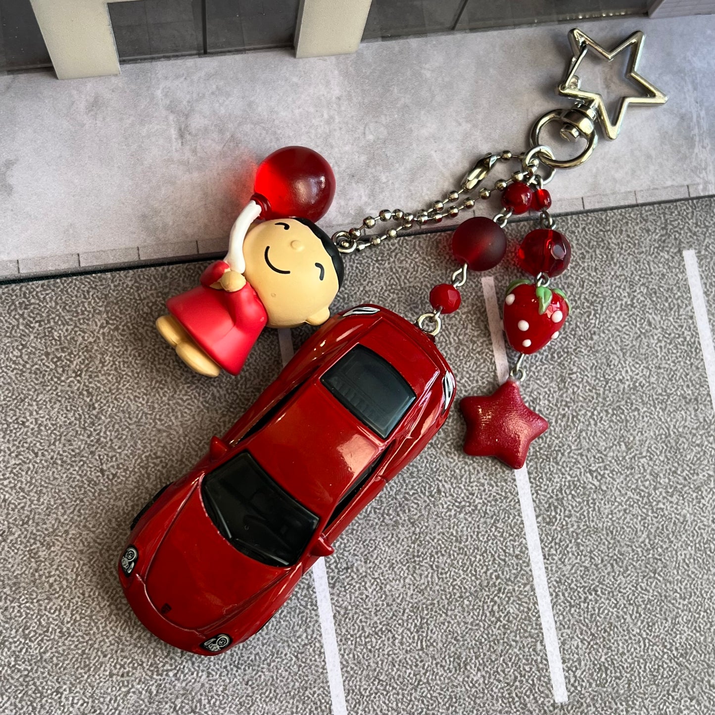 Porsche Cayman Balloon Boy Beaded Keychain