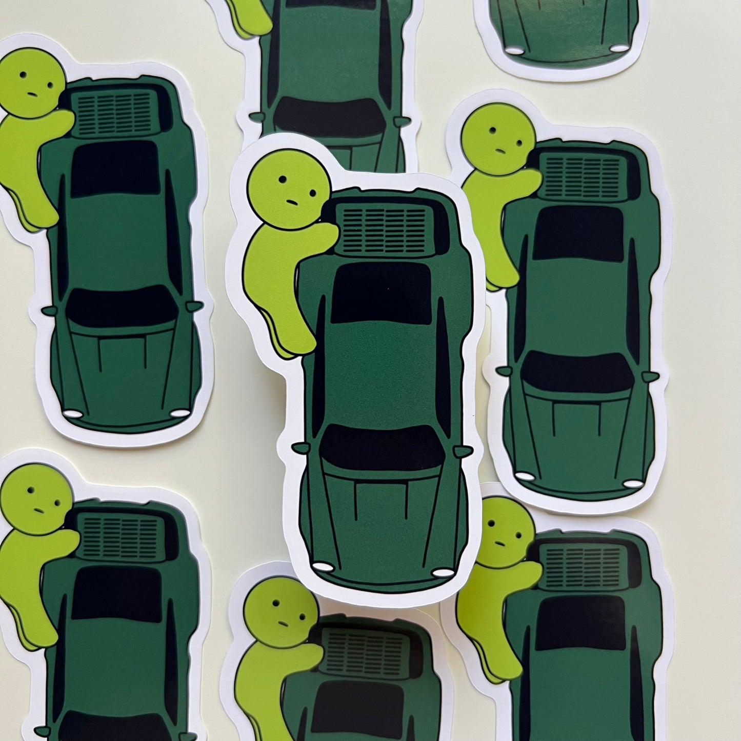 Hugging Green Porsche 911 (964) Sticker