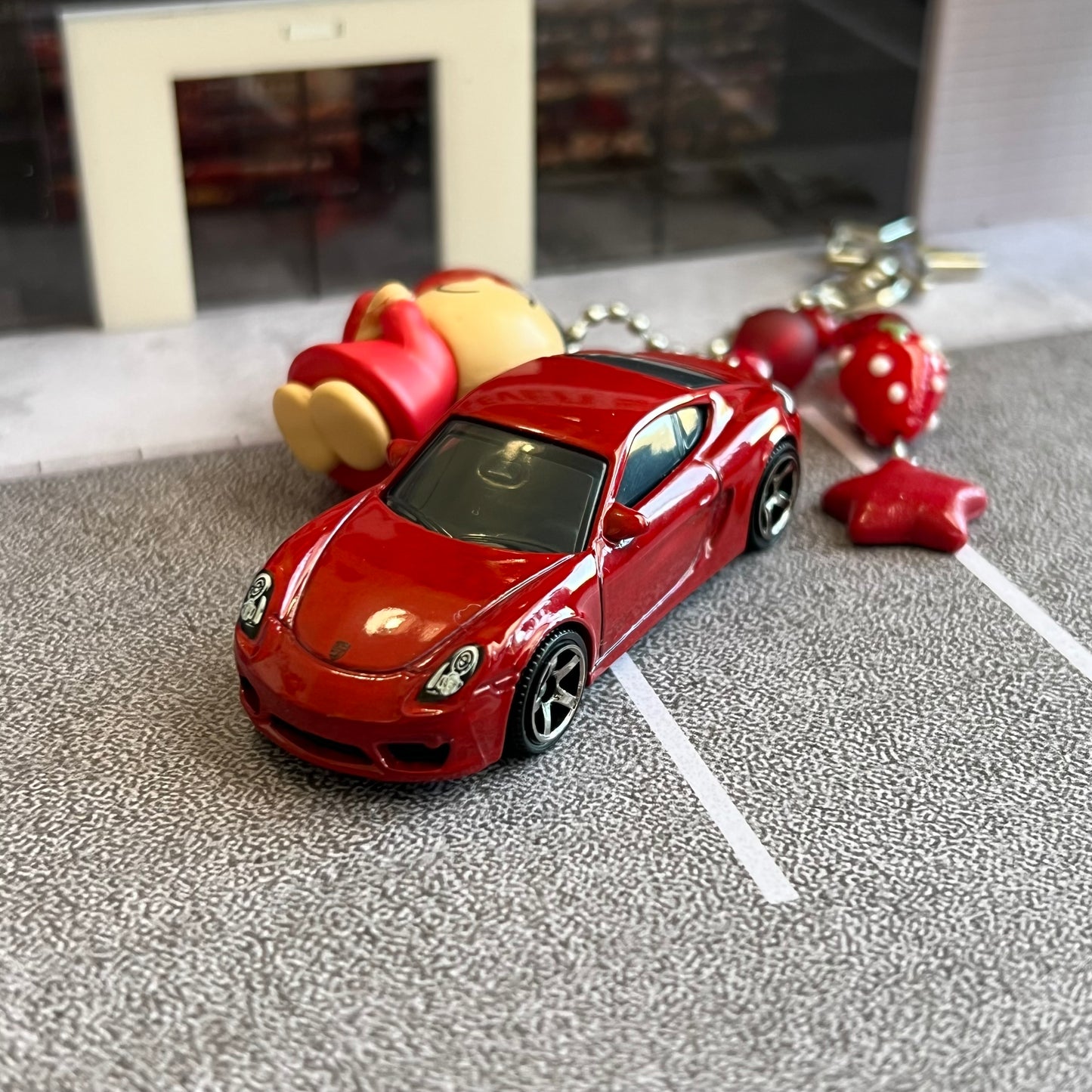 Porsche Cayman Balloon Boy Beaded Keychain