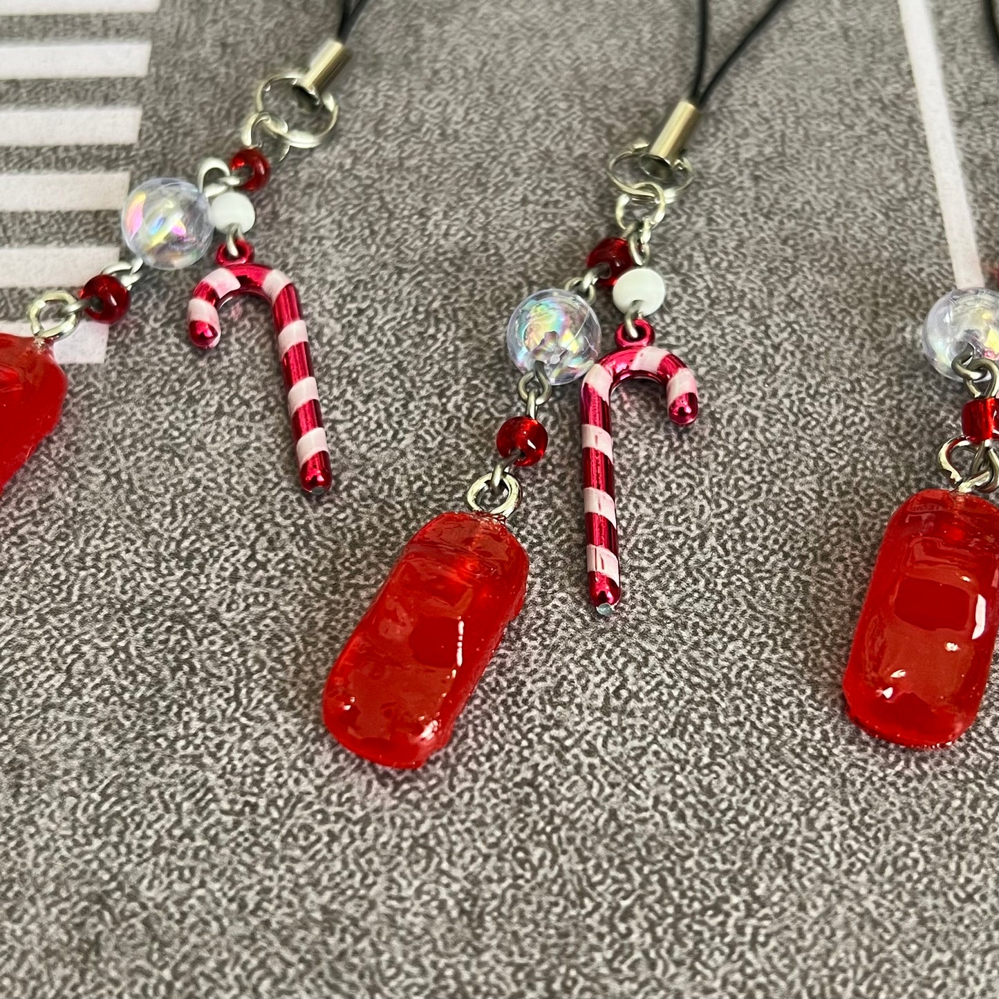 Candycane Miata Beaded Phone Charm
