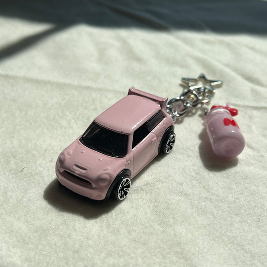 Mini Cooper Milkshake Beaded Keychain