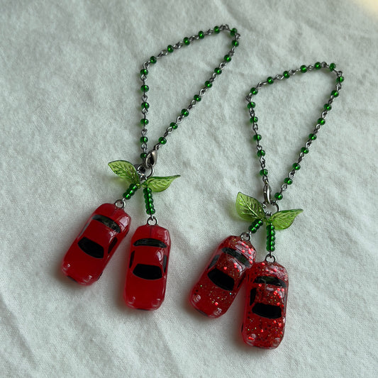 Cherry Miata Beaded Rear View Mirror Hanging / Bag Charm