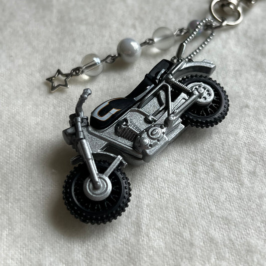 Silver Bike Beaded Keychain