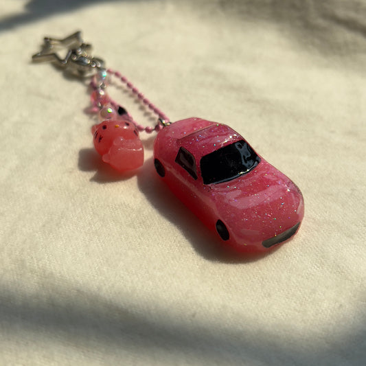 ND RF Miata & Kitty Beaded Keychain