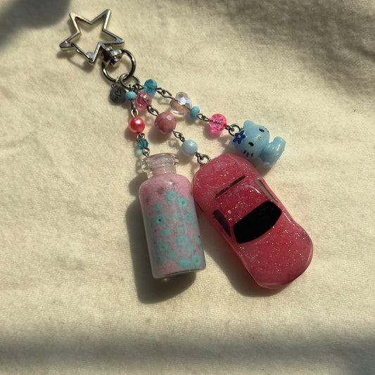 Cotton Candy ND RF Miata Beaded Keychain