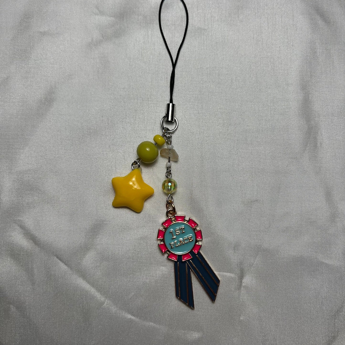 First Place Ribbon Beaded Phone Charm Keychain