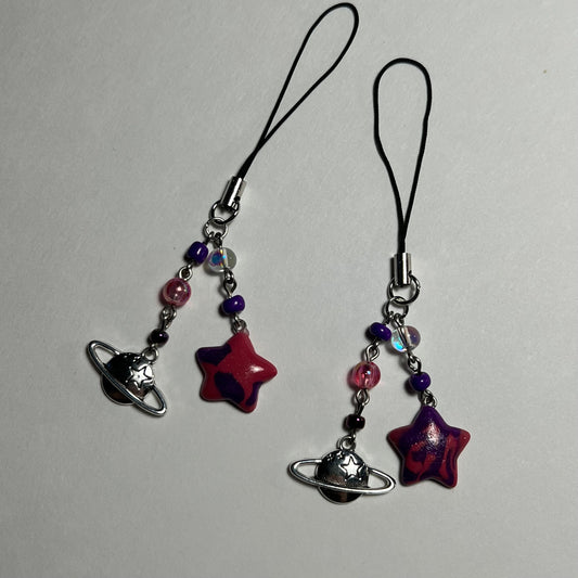 Planet & Star Beaded Phone Charm